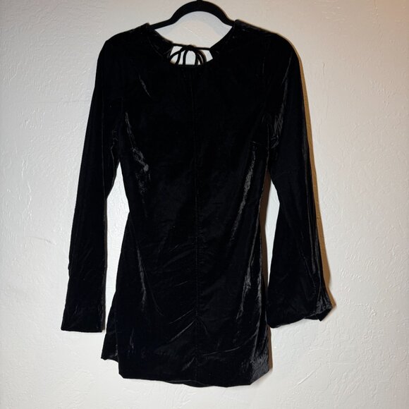Free People Chelsey  Long‎ Sleeve Black Velvet Mini Dress Size S NEW WITH TAG - Picture 6 of 11